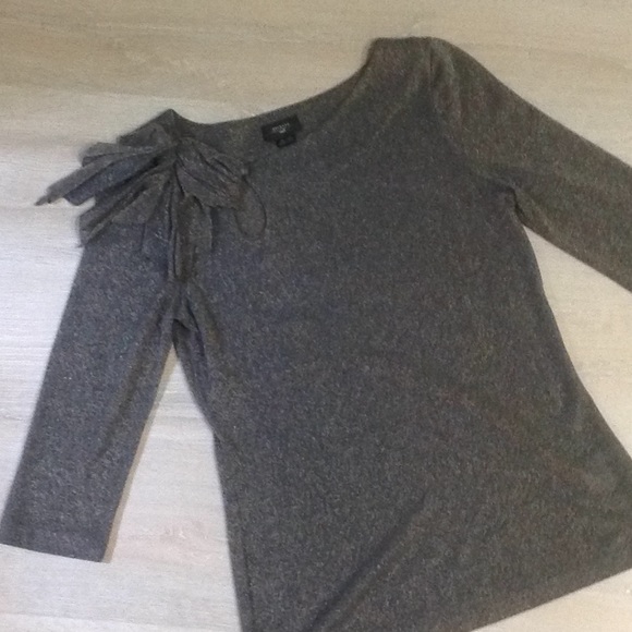 Anthropologie grey top with gold metallic specks - Picture 2 of 6